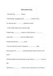 English Worksheet: some or any