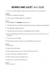 English Worksheet: Romeo and Juliet quiz that is great for advanced and intermediate students.