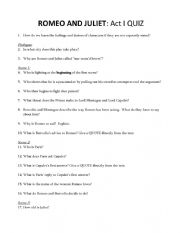 English Worksheet: Romeo and Juliet quiz that is great for advanced and intermediate students.