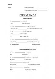 English Worksheet: PRESENT SIMPLE