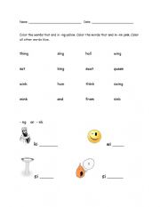 English Worksheet: -NK vs -NG endings