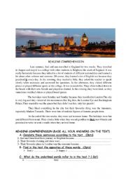 English Worksheet:   A Summer Holiday in England 