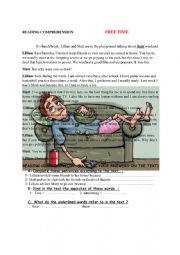 English Worksheet: reading comprehension: free time 