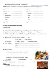 English Worksheet: What are the healthiest diets in the world