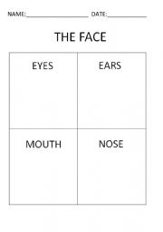 English Worksheet: The face parts - bonding activity
