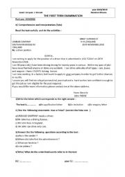 English Worksheet: Application letter