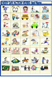 English Worksheet: Every day action verbs : test