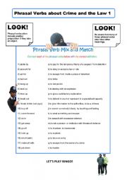 English Worksheet: Phrasal Verbs About Crime 1