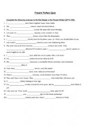 English Worksheet: Present Perfect Quiz