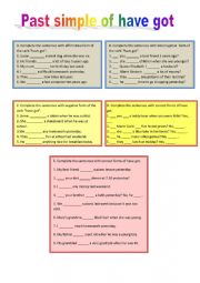 English Worksheet: Have got - past simple