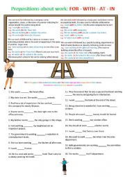 English Worksheet: Prepositions about Work