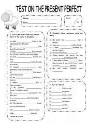 English Worksheet: test on the present perfect
