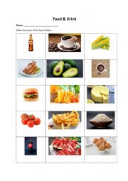 Food and drink flashcards and activity