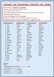 English Worksheet: gradable and non-gradable adjectives and adverbs