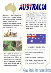English Worksheet: Australia-facts