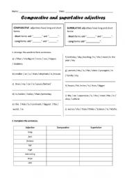 English Worksheet: Comparatives and superlatives