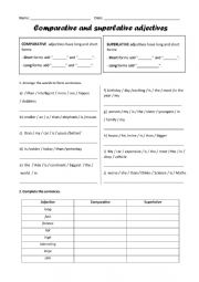 English Worksheet: Comparatives and superlatives