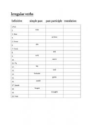 English Worksheet: Irregular verbs