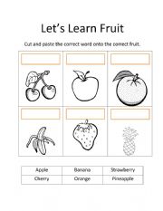 English Worksheet: Fruit Cut and Paste 