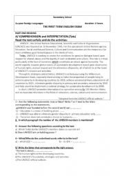 English Worksheet: UNESCO S FOUNDATION AND PRINCIPEIS