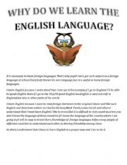English Worksheet: WHY DO WE LEARN THE ENGLISH LANGUAGE