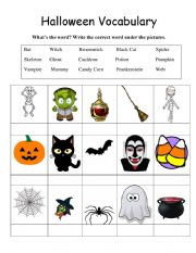 English Worksheet: Halloween Vocabulary