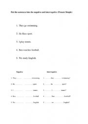 English Worksheet: Present Simple