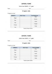 Irregular verbs