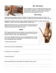 English Worksheet: Otzi The Iceman