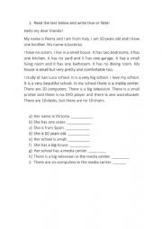 English Worksheet: Reading - Text - Teenagers 