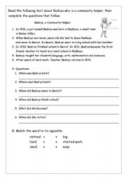 English Worksheet: community helpers