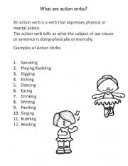 English Worksheet: Action Verbs 