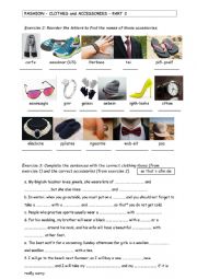 English Worksheet: FASHION VOCABULARY - clothes and accessories - part 2