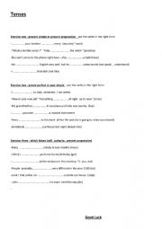 English Worksheet: tenses in English