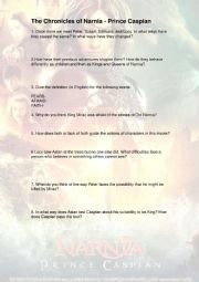 English Worksheet: The Chronicles of Narnia - Prince Caspian