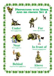 Prepositions with Shrek and his friends poster Set 2