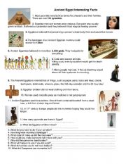 English Worksheet: Ancient Egypt Interesting Facts