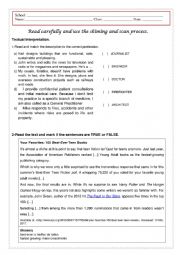 English Worksheet: Textual interpretation.  Read carefully and use the skiming and scan process. 