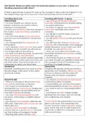 English Worksheet: Tavelling solo