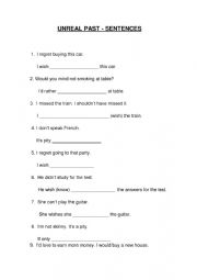 English Worksheet: Unreal past - sentences 