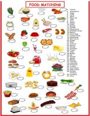 English Worksheet: Food  Matching 1 OF 3 exercise set