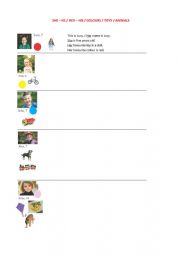 English Worksheet: HE-HIS, SHE-HER