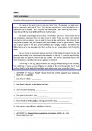 English Worksheet: PART 1. A2/ 4th ESO test (Reading, UOE, writing)