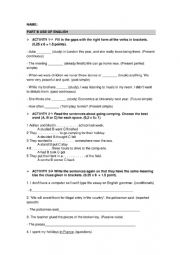 English Worksheet: PART 2. A2/4th ESO test (reading, UOE, writing)