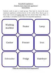 English Worksheet: Find the most important appliance!