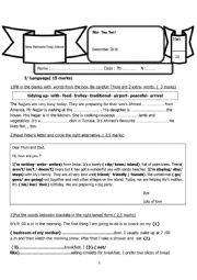 English Worksheet: 7th form end- term test n1