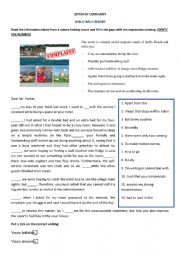 English Worksheet: Writing - letter of complaint - Shelly Belly Resort