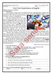 English Worksheet: Fisrt year exam 1AS (the press)