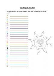 English Worksheet: The English aLPHABET