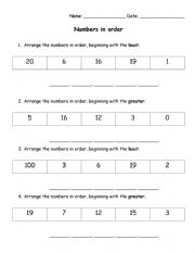 English Worksheet: Arrange in order